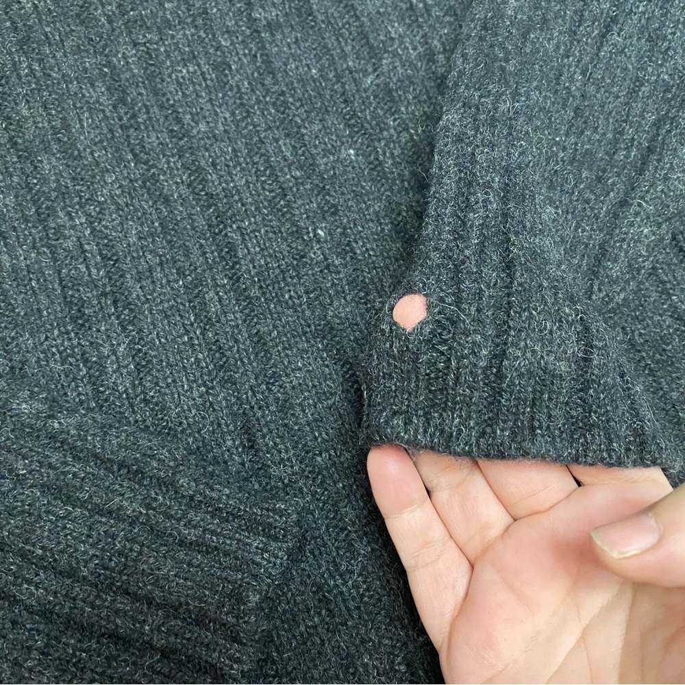 J. Crew Men's Wool Charcoal V-Neck Sweater - Picture 7 of 7